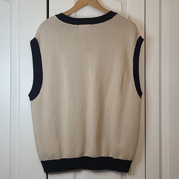 Forever 21 Taupe & Black Argyle Preppy Cotton Sweater Vest Size M - Picture 7 of 14